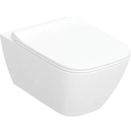 Geberit Smyle set of wall-hung WC, square, washdown, shrouded, Rimfree, with WC seat, sandwich shape