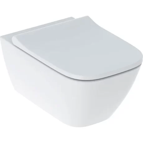 Geberit Smyle set of wall-hung WC, square, washdown, shrouded, Rimfree, with WC seat, overlapping lid