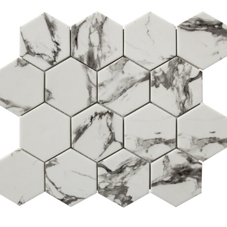 Carrara Hexagonal Inkjet Glass