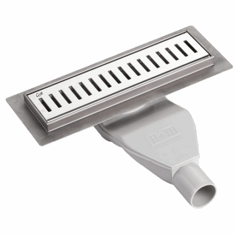 Gio 250x70mm ladder grid shower channel polished stainless steel