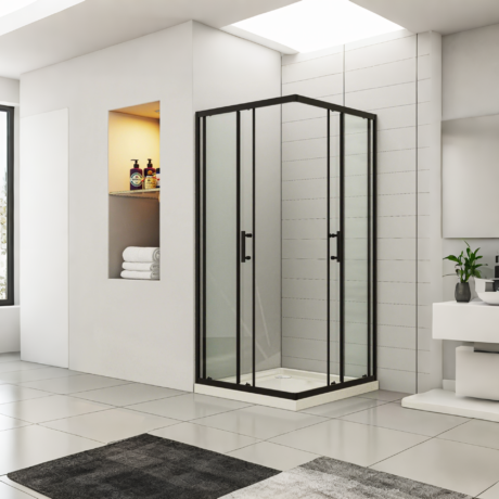 Black Corner Entry Shower Enclosure,
