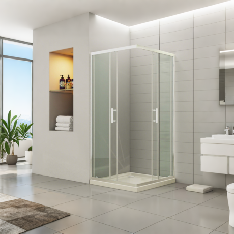 Chrome Corner Entry Shower Enclosure