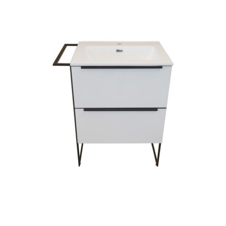 Loft 600 Cabinet & Vanity (Universal towel rail) White - 715 x 460 x 845