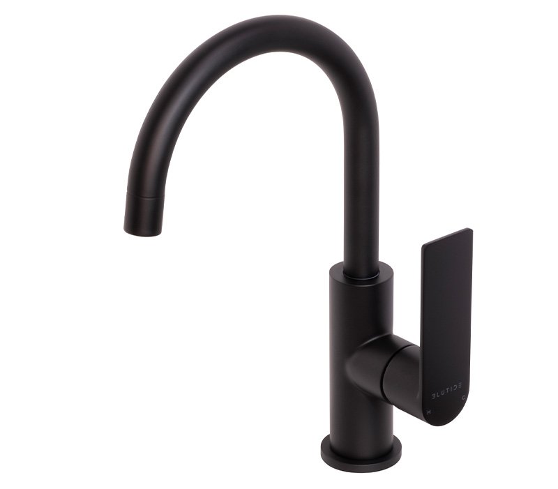 Gooseneck Basin Mixer Tap | Silk Black