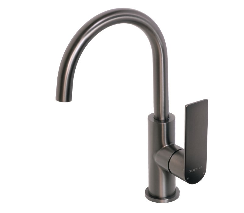 Gooseneck Basin Mixer Tap | Silk Gunmetal