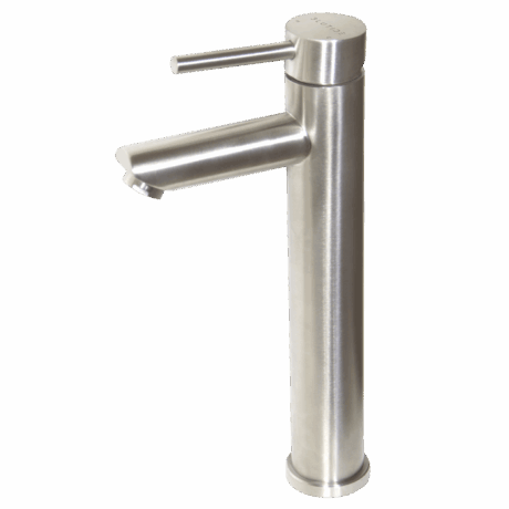 High Basin Mixer Tap | Moon Brushed Stainless Steel