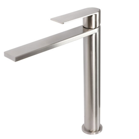 High Basin Mixer Tap | Silk Brushed Stainless Steel