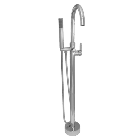 Round Free Standing Bath Mixer Tap with H/S | Satin