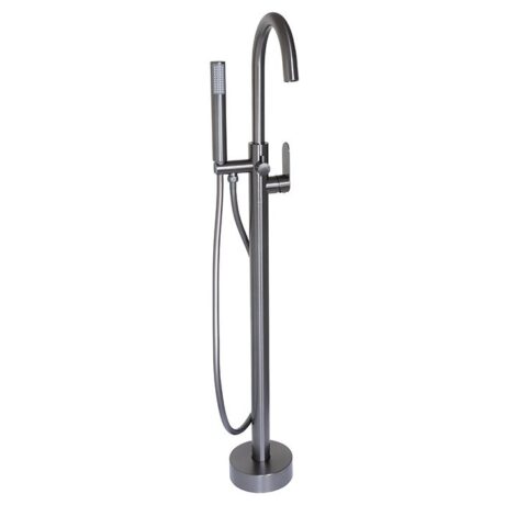 Round Free Standing Bath Mixer Tap with H/S | Satin Gunmetal
