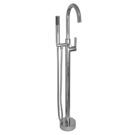 Round Free Standing Bath Mixer Tap with H/S | Silk
