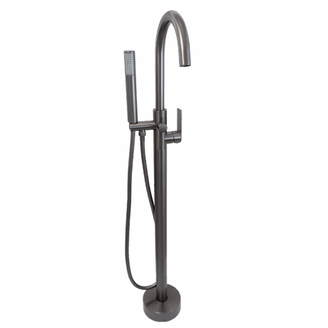 Round Free Standing Bath Mixer Tap with H/S | Silk Gunmetal