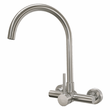 Wall Type Sink Mixer Tap J Spout | Moon Brushed Stainless Steel