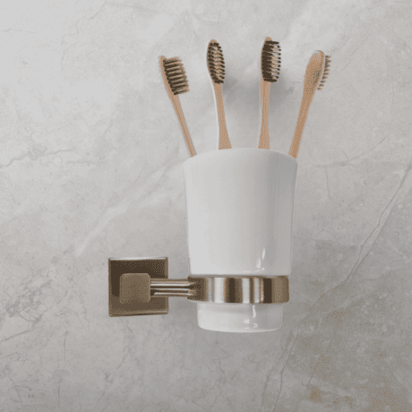 Brushed Gold SQ Toothbrush Holder
