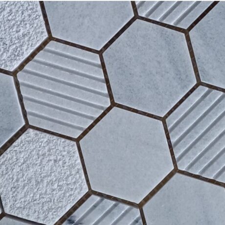 Ice Grey Multi Finish Hexagon Mosaic