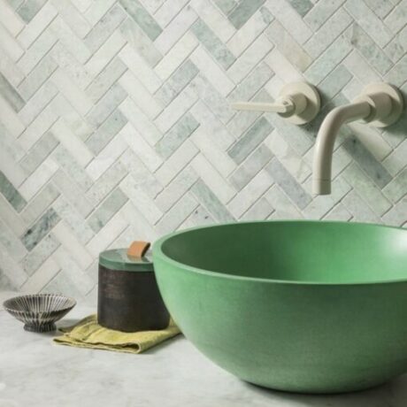 Pewter Green Herringbone Polished Mosaic
