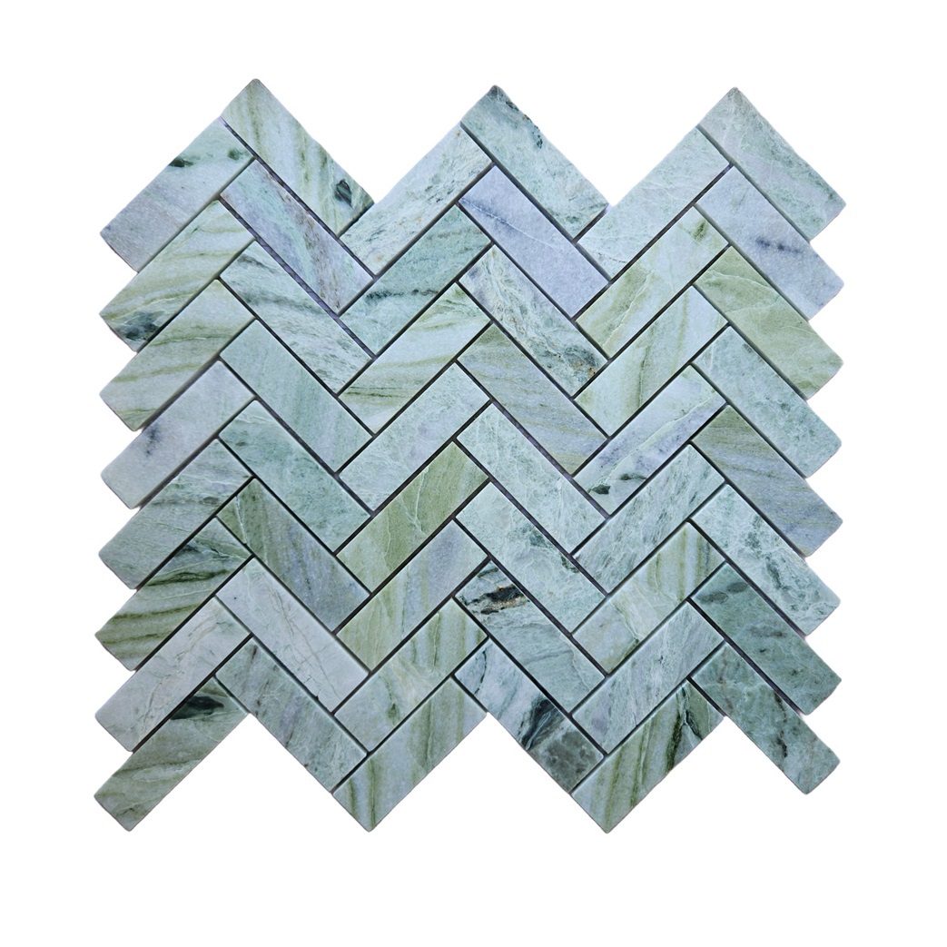 Pewter Green Herringbone Polished Mosaic - Image 2