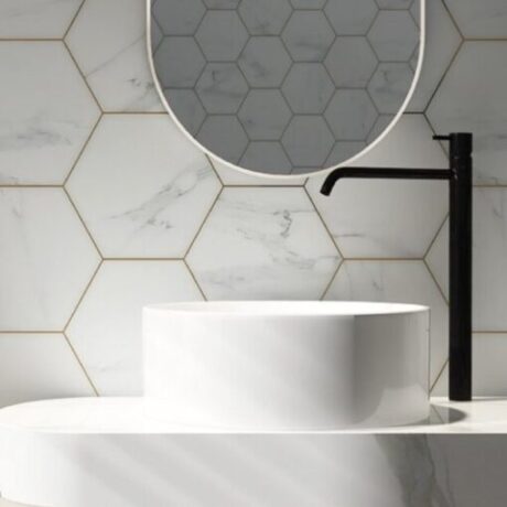 Large Hexagon Polished Marble Mosaic
