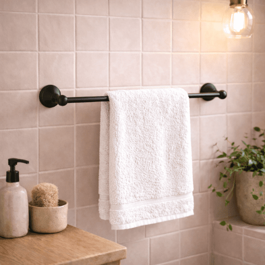 Blackened Brass Single Towel Rail