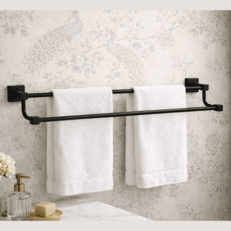 Black SQ Double Towel Rail