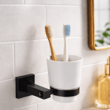 Black SQ Tooth Brush Holder