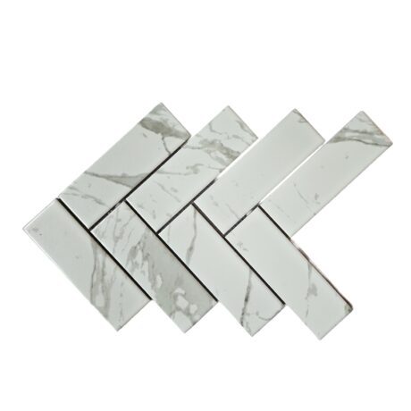 Marble Herringbone Porcelain Mosaic